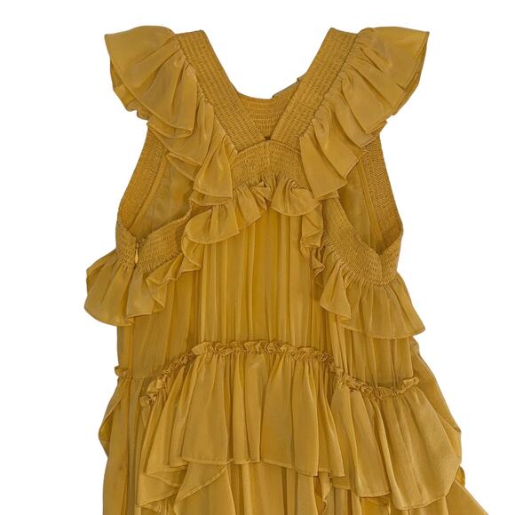 Ulla Johnson Dune Violeta Mustard Yellow Silk Maxi Dress Size 6 - Picture 6 of 13